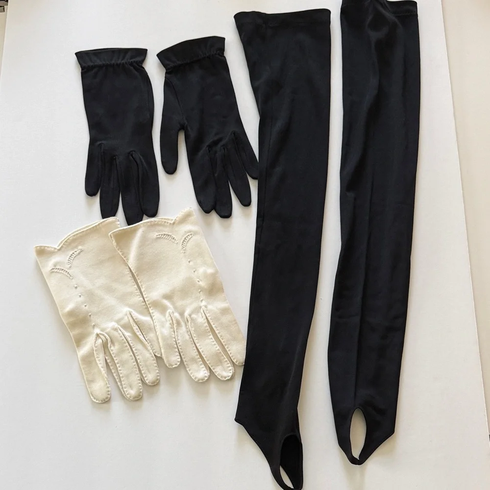 Black Long Opera gloves & Gloves Set - Classic Black and white regencycore